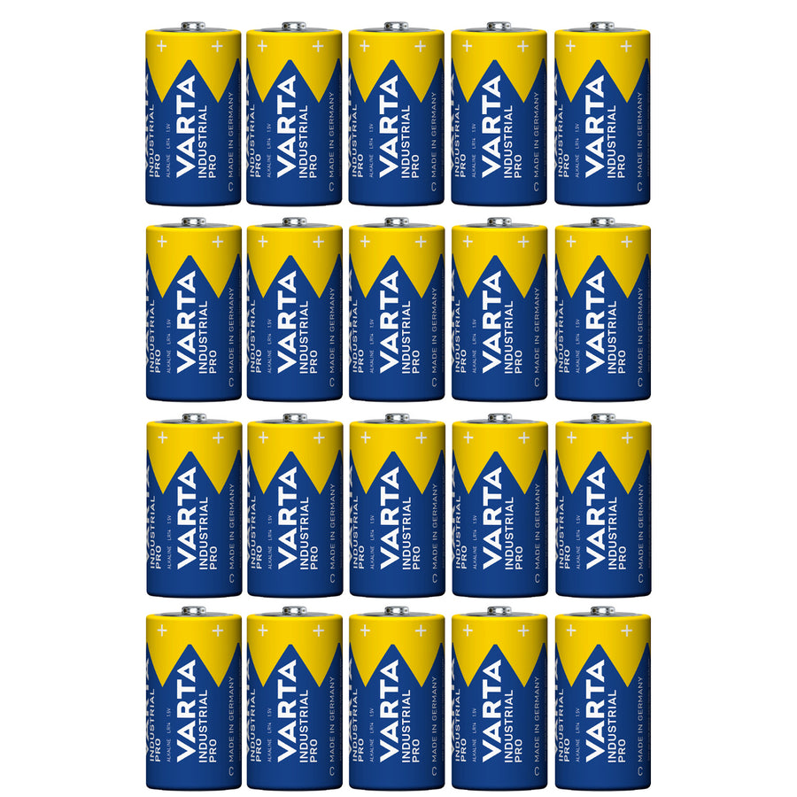 20 stuks R-14 LR14 C 1,5 V alkalinebatterijen Varta Industrial Pro