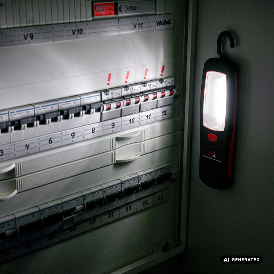 2x Maclean COB LED-werkplaatslamp, magneet, haak, MCE03 + 6x R-06 R06 AA LR06 1,5 V VARTA Longlife Power-batterijen