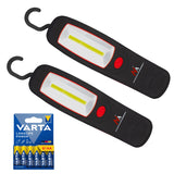 2x Maclean COB LED-werkplaatslamp, magneet, haak, MCE03 + 6x R-06 R06 AA LR06 1,5 V VARTA Longlife Power-batterijen