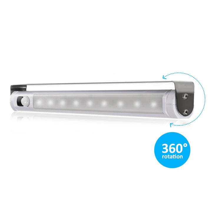 2x Maclean LED-keukenlamp, onderkastmodel met 9 SMD-lampjes, op batterijen, PIR-sensor aan/uit, MCE166 + 6x batterij R-06 R06 AA LR06 1,5 V VARTA Longlife Power