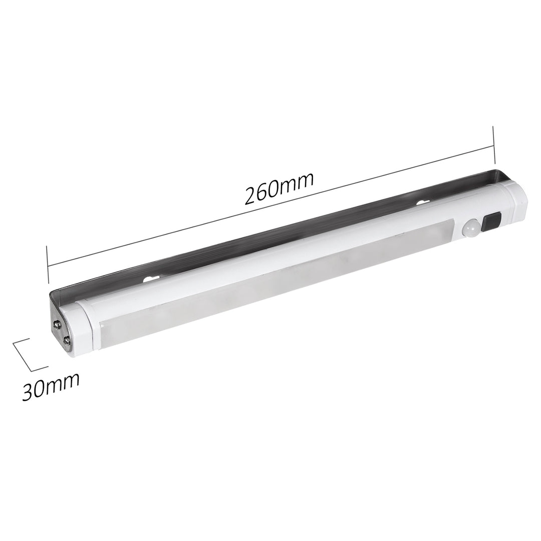 2x Maclean LED-keukenlamp, onderkastmodel met 9 SMD-lampjes, op batterijen, PIR-sensor aan/uit, MCE166 + 6x batterij R-06 R06 AA LR06 1,5 V VARTA Longlife Power