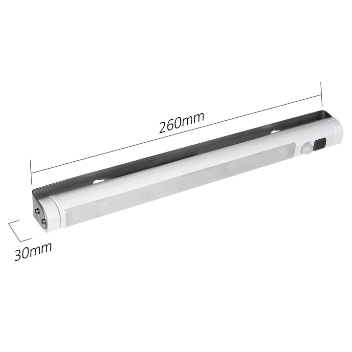 2x Maclean LED-keukenlamp, onderkastmodel met 9 SMD-lampjes, op batterijen, PIR-sensor aan/uit, MCE166 + 6x batterij R-06 R06 AA LR06 1,5 V VARTA Longlife Power