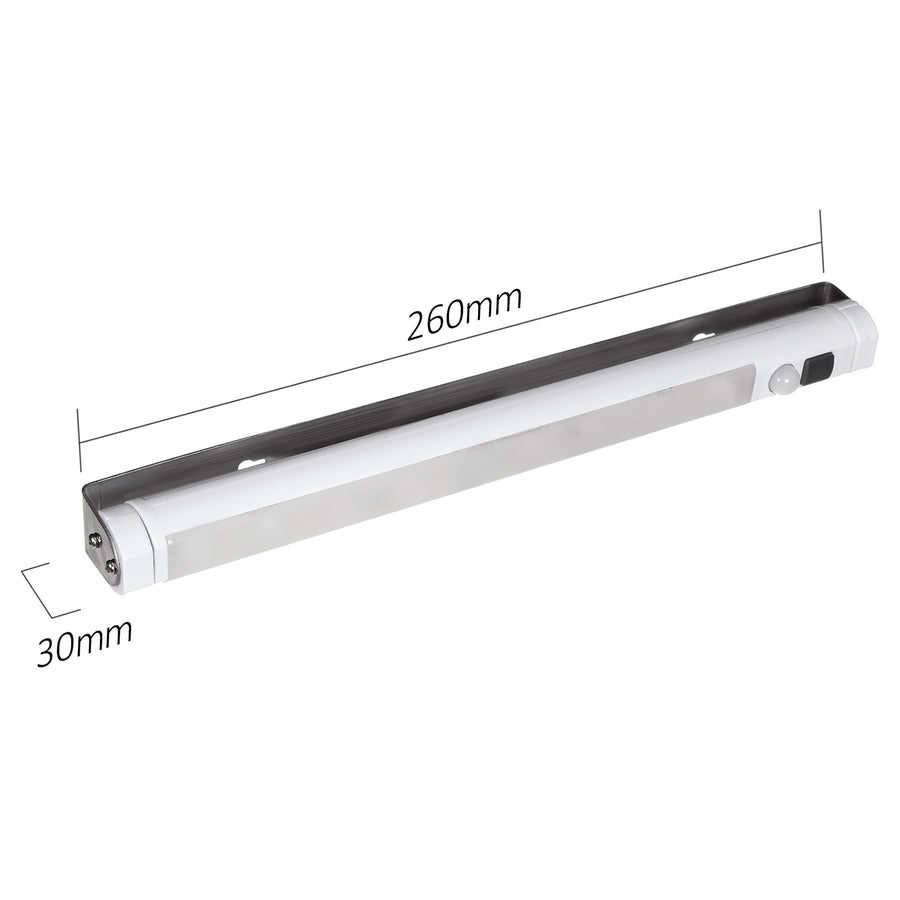 2x Maclean LED-keukenlamp, onderkastmodel met 9 SMD-lampjes, op batterijen, PIR-sensor aan/uit, MCE166 + 6x batterij R-06 R06 AA LR06 1,5 V VARTA Longlife Power