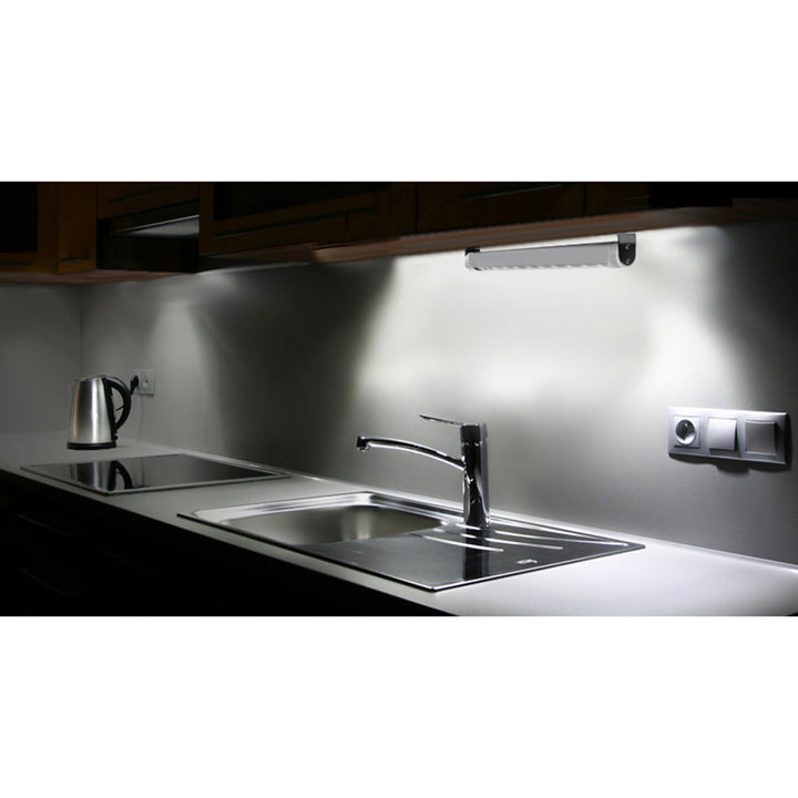 2x Maclean LED-keukenlamp, onderkastmodel met 9 SMD-lampjes, op batterijen, PIR-sensor aan/uit, MCE166 + 6x batterij R-06 R06 AA LR06 1,5 V VARTA Longlife Power