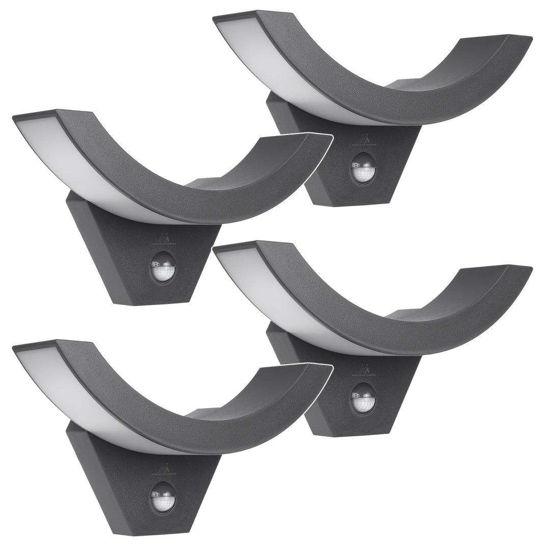 Maclean LED-lamp met bewegingssensor, infraroodbewegingssensor, kleur: grijs, 10 W, IP54, 800 lm, MCE290 GR, 4 stuks