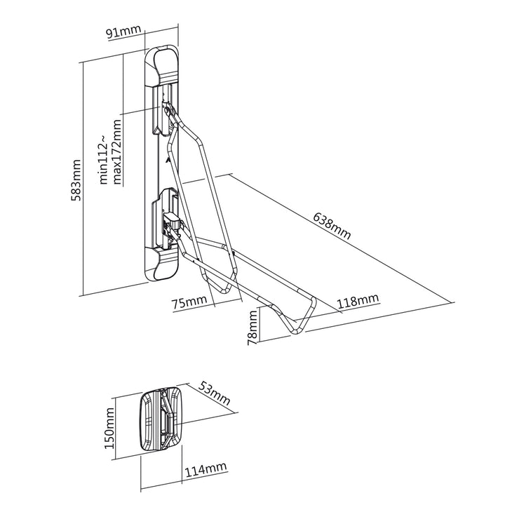 Maclean wandfietshouder, max. 35 kg, MC-471, 4 stuks
