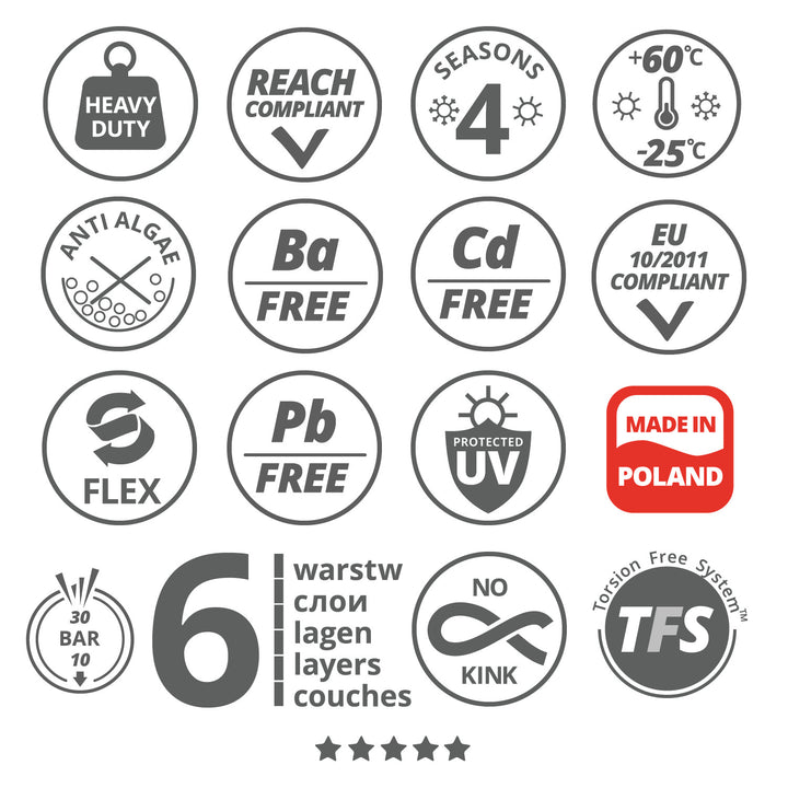 Vartco-tuinslang, 6-laags, flexibel, diameter 1/2", lengte 100 m, Professional Plus