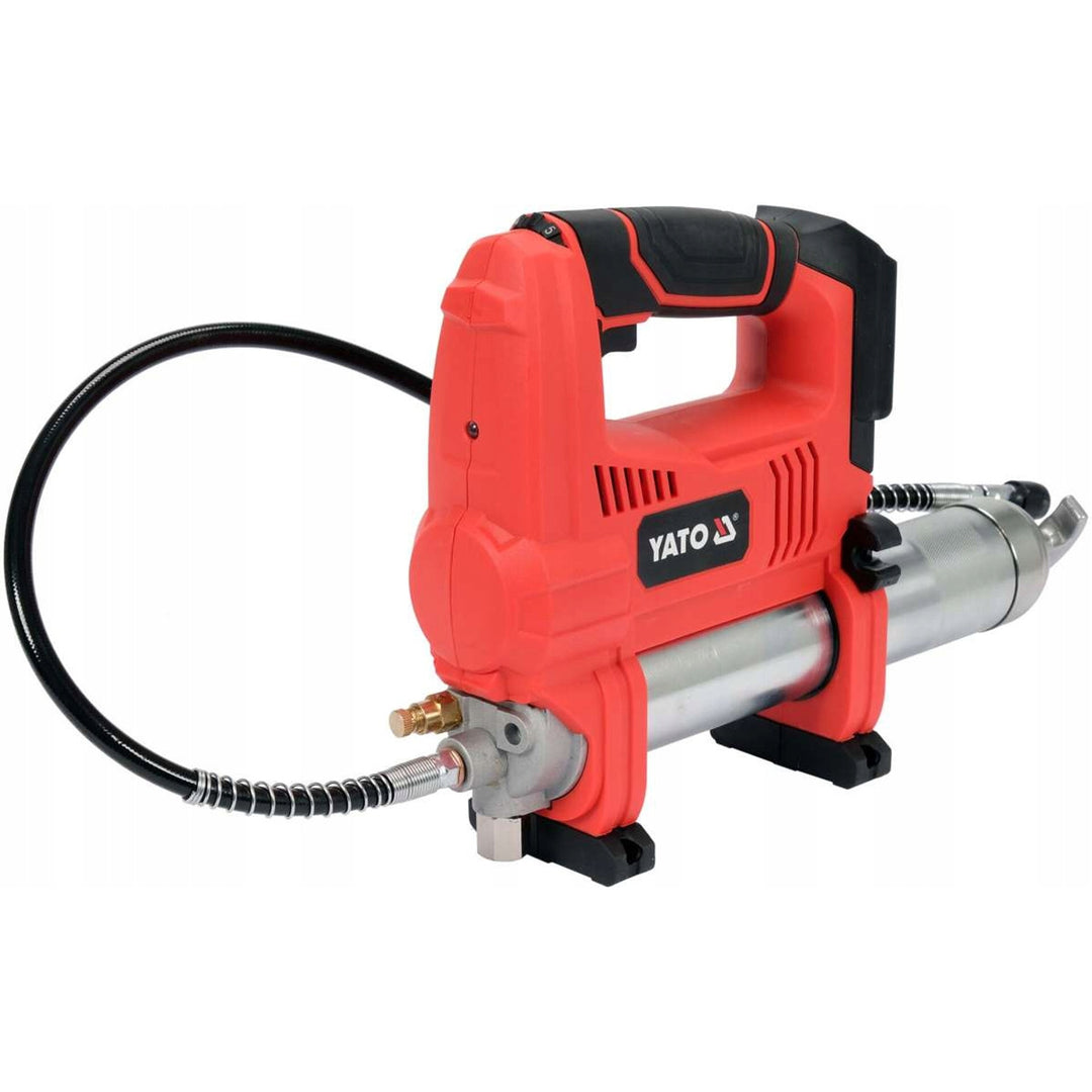 Yato accu-smeermachine, inclusief oplader en 3 Ah-accu, druk 620 bar, geïntegreerde LED-werkverlichting, hoog vermogen en capaciteit van 284 g/min, YT-07020