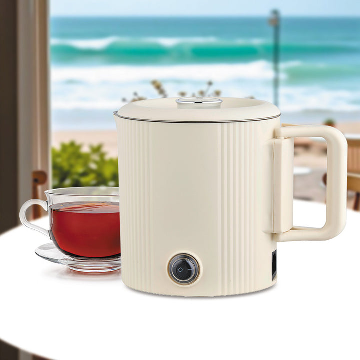 Maestro waterkoker / reispan, 2-in-1, inhoud 0,8 l, vermogen 600 W, inklapbaar handvat, schakelaar voor 110 V/230 V, kleur beige, MR-009-BEIGE
