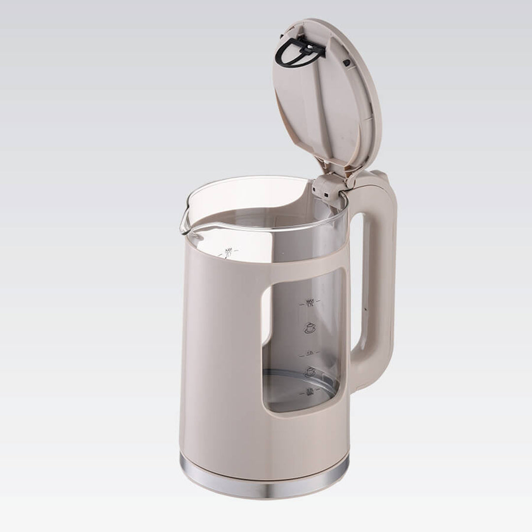 Maestro glazen waterkoker, inhoud 1,7 l, vermogen 2200 W, waterpeilindicator, led-verlichting, draaibare voet, kleur: beige, MR-065-BEIGE