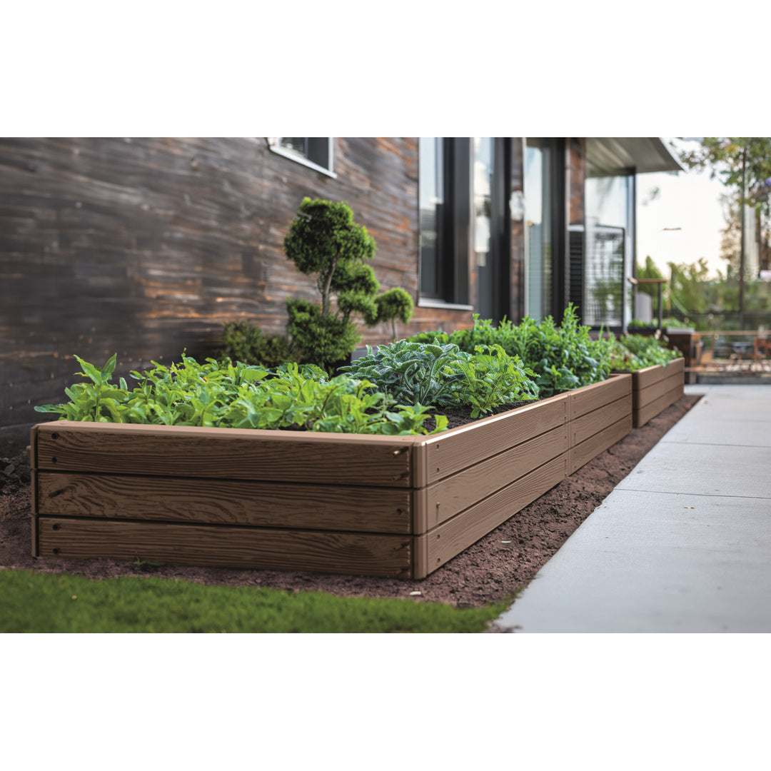 Prosperplast Base Woody tuinrand, 149 x 75 cm, weerbestendig, modulair ontwerp, kleur bruin, IBWR-7587U