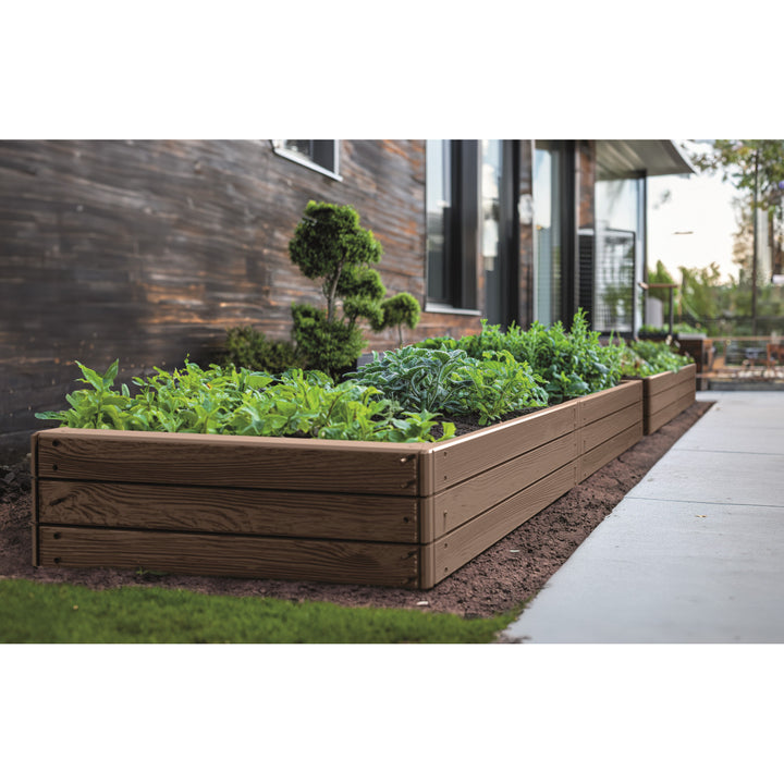 Prosperplast Base Woody tuinrand, 149 x 75 cm, weerbestendig, modulair ontwerp, kleur bruin, IBWR-7587U