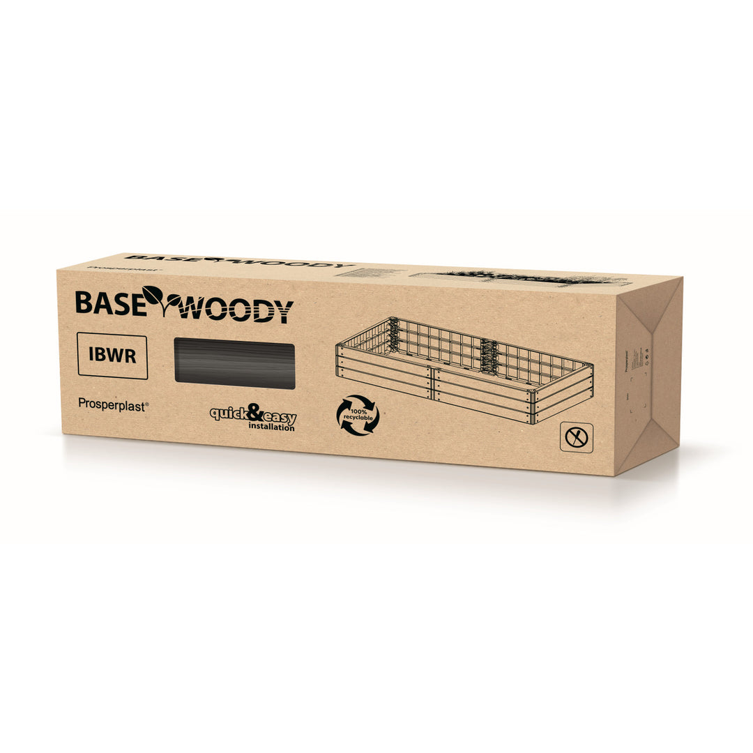 Prosperplast Base Woody tuinrand, 149 x 75 cm, weerbestendig, modulair ontwerp, kleur bruin, IBWR-7587U