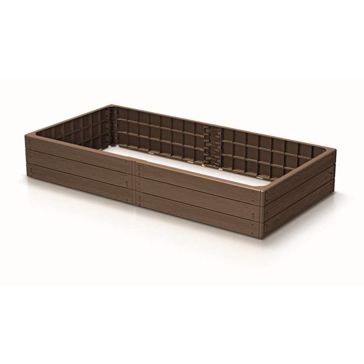 Prosperplast Base Woody tuinrand, 149 x 75 cm, weerbestendig, modulair ontwerp, kleur bruin, IBWR-7587U