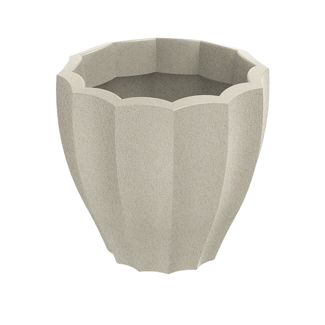 Ethick Rona Round plantenbak, diameter 40 cm, hoogte 36 cm, matte afwerking, weerbestendig, afwateringsgat, zandkleurig, TRO40-101GR