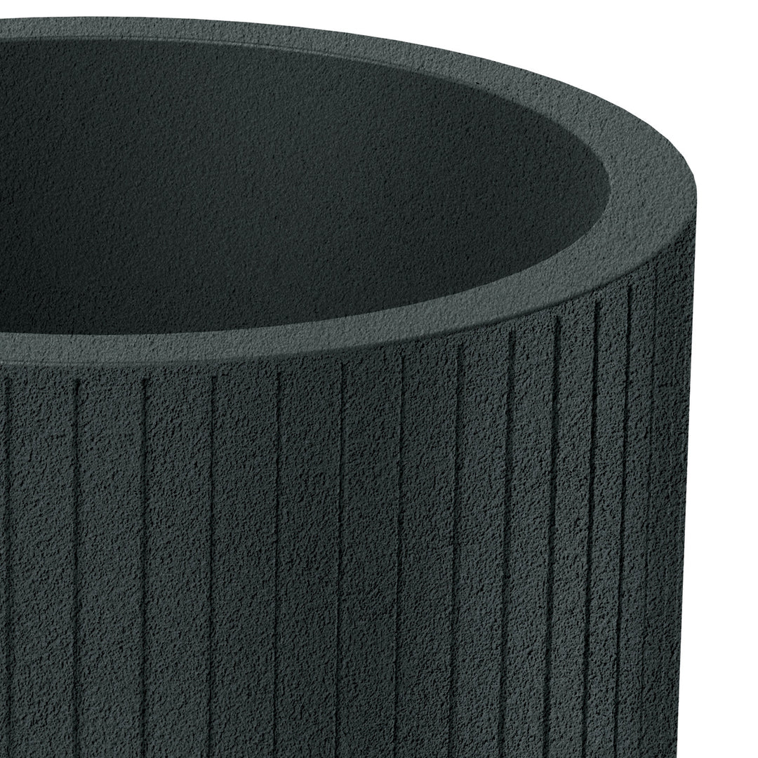 Ethick Coro Round plantenbak, diameter 40 cm, hoogte 36 cm, matte afwerking, weerbestendig, afwateringsgat, kleur donker grafiet, TCR40-109GR