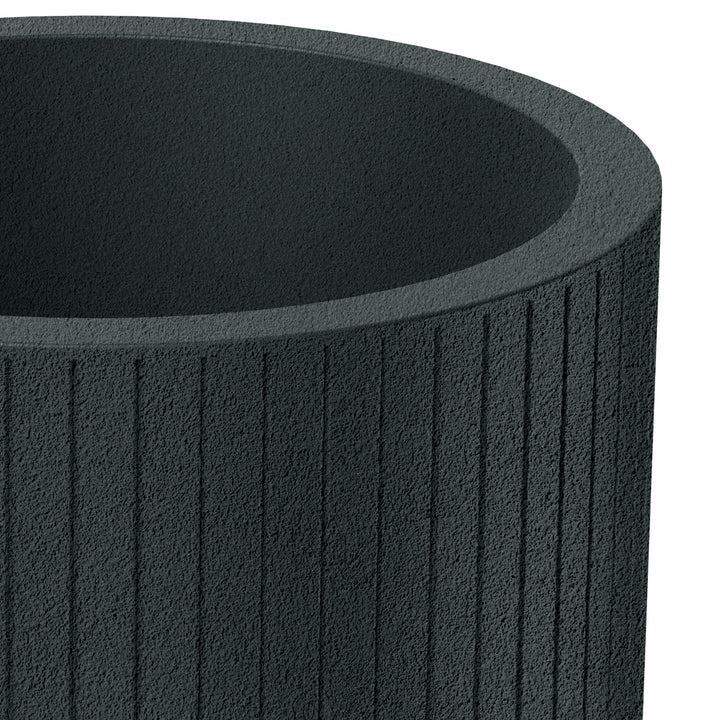 Ethick Coro Round plantenbak, diameter 40 cm, hoogte 36 cm, matte afwerking, weerbestendig, afwateringsgat, kleur donker grafiet, TCR40-109GR