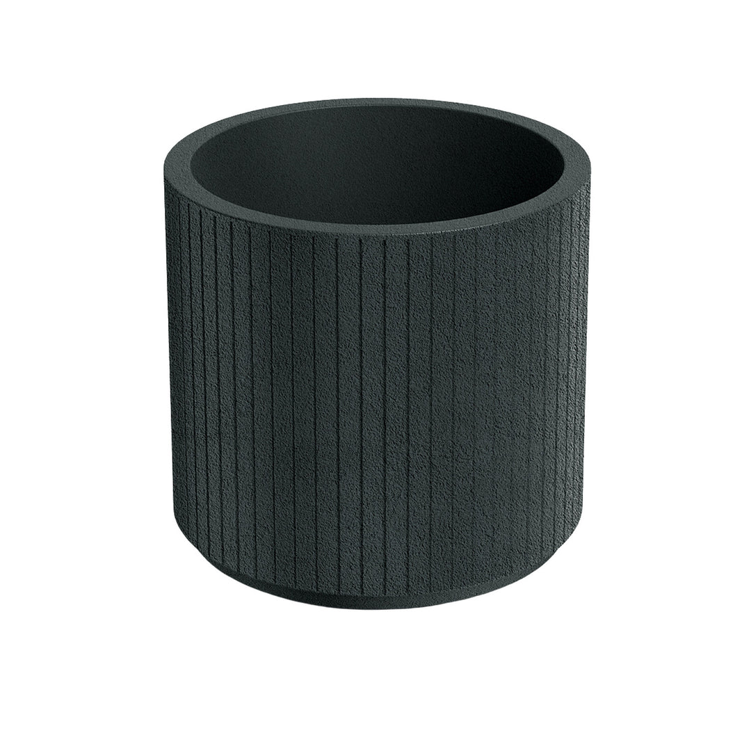 Ethick Coro Round plantenbak, diameter 40 cm, hoogte 36 cm, matte afwerking, weerbestendig, afwateringsgat, kleur donker grafiet, TCR40-109GR