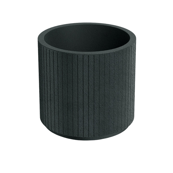 Ethick Coro Round plantenbak, diameter 40 cm, hoogte 36 cm, matte afwerking, weerbestendig, afwateringsgat, kleur donker grafiet, TCR40-109GR