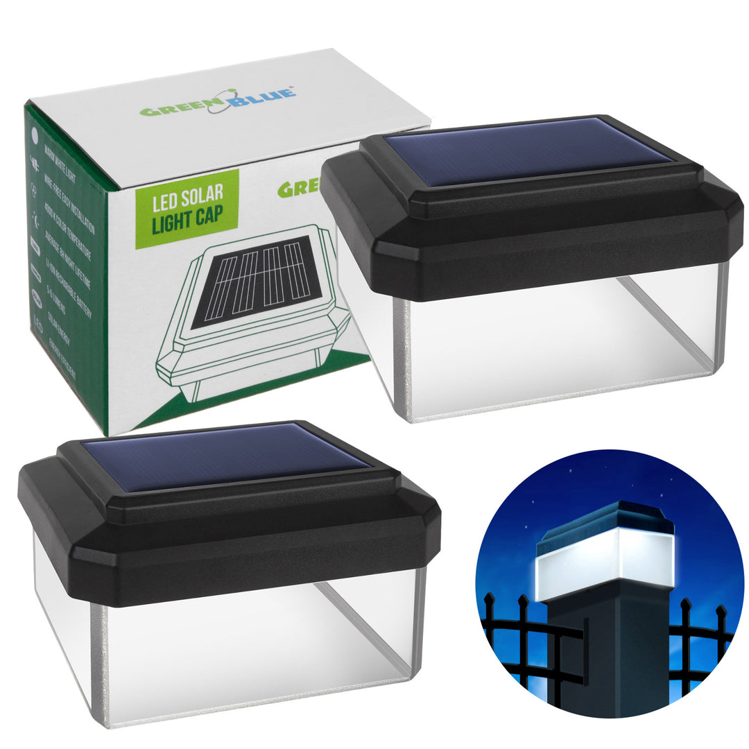 GreenBlue LED-zonnelamp voor paal, 60x40 mm, envelopvormige kap, GB125, 2 stuks