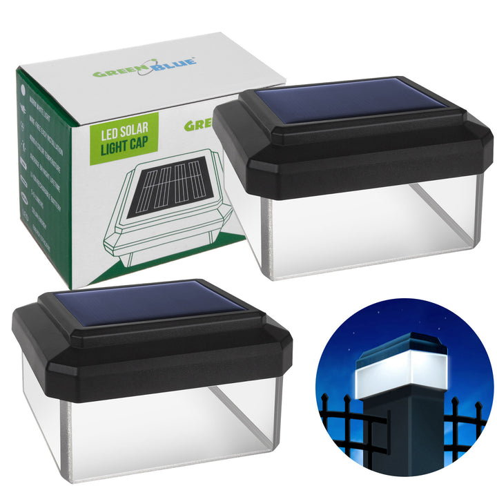 GreenBlue LED-zonnelamp voor paal, 60x40 mm, envelopvormige kap, GB125, 2 stuks