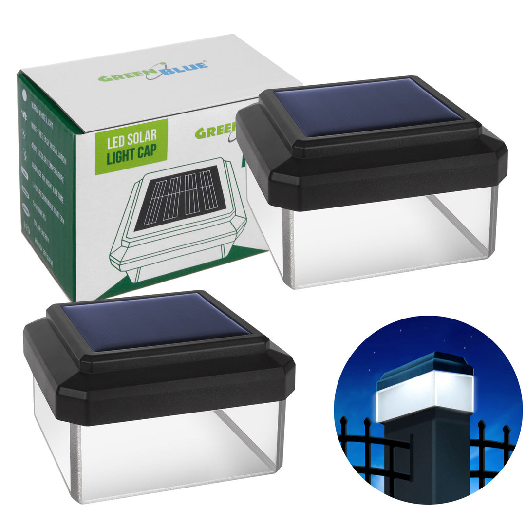 GreenBlue LED-zonnelamp voor paal, 60x60 mm, envelopvormige kap, GB126, 2 stuks