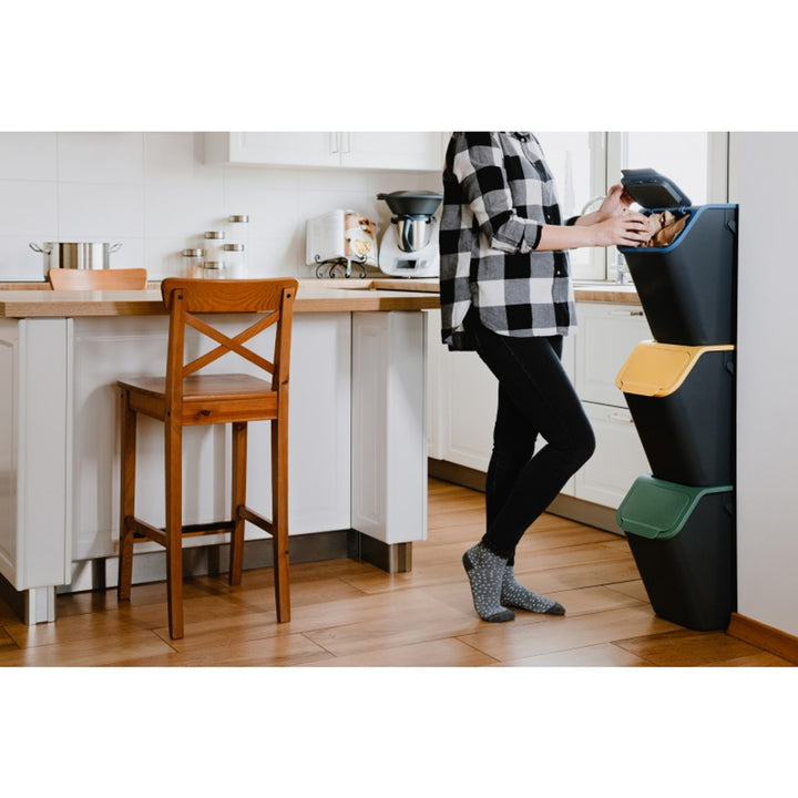 Set van 3 afvalbakken voor afvalscheiding, 25 l, Practic Bini + 5 stuks koolstoffilters