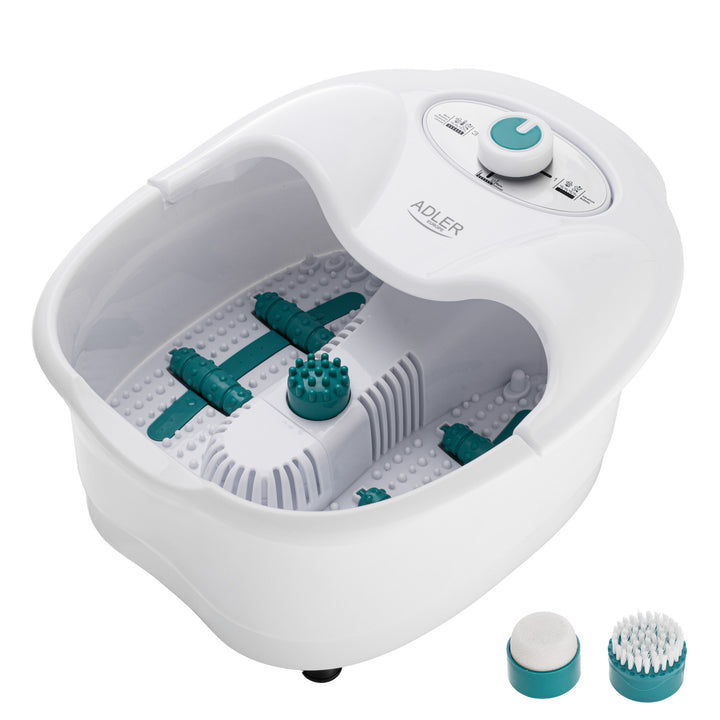 Adler voetmassageapparaat, bubbel-, tril- en warmtemassage, infrarood, 4 rollen + 3 opzetstukken, AD 2167 White