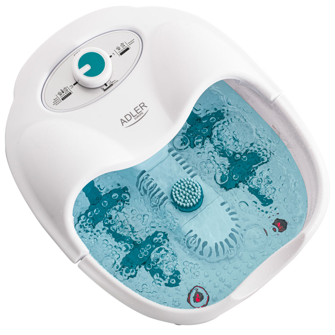 Adler voetmassageapparaat, bubbel-, tril- en warmtemassage, infrarood, 4 rollen + 3 opzetstukken, AD 2167 White
