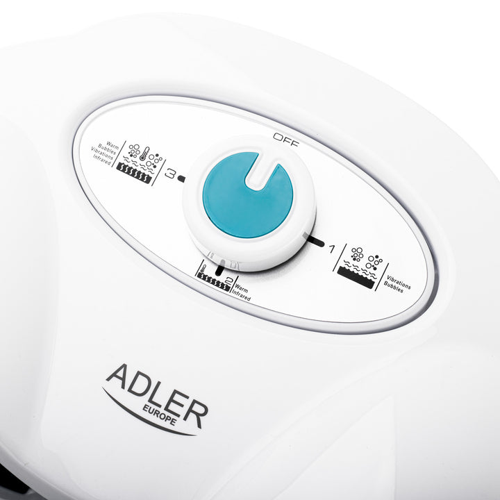 Adler voetmassageapparaat, bubbel-, tril- en warmtemassage, infrarood, 4 rollen + 3 opzetstukken, AD 2167 White