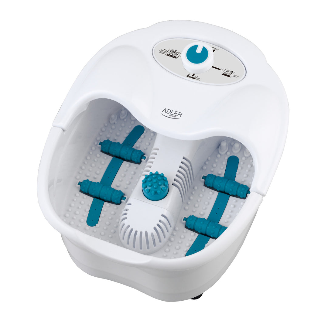 Adler voetmassageapparaat, bubbel-, tril- en warmtemassage, infrarood, 4 rollen + 3 opzetstukken, AD 2167 White