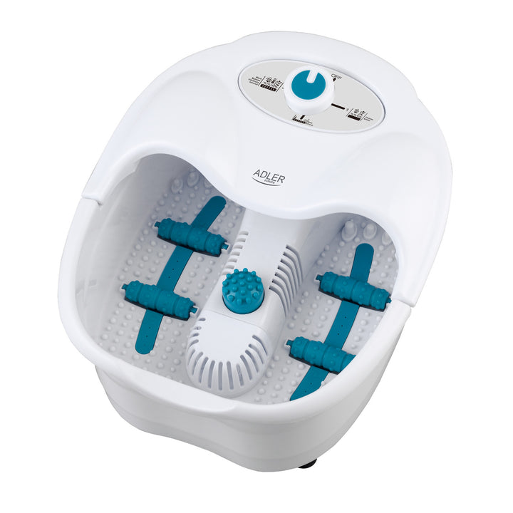 Adler voetmassageapparaat, bubbel-, tril- en warmtemassage, infrarood, 4 rollen + 3 opzetstukken, AD 2167 White