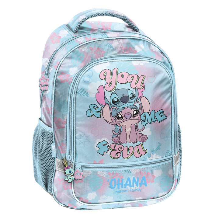Stitch Paso-schoolset, rugzak met twee vakken, reflecterende elementen en verstevigde rug, etui zonder inhoud en met vakjes voor schrijfgerei, schoenenzak die op de rug kan worden gedragen, DS26WW