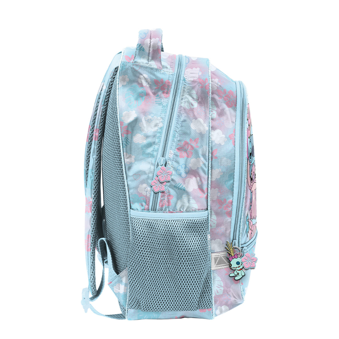 Stitch Paso-schoolset, rugzak met twee vakken, reflecterende elementen en verstevigde rug, etui zonder inhoud en met vakjes voor schrijfgerei, schoenenzak die op de rug kan worden gedragen, DS26WW