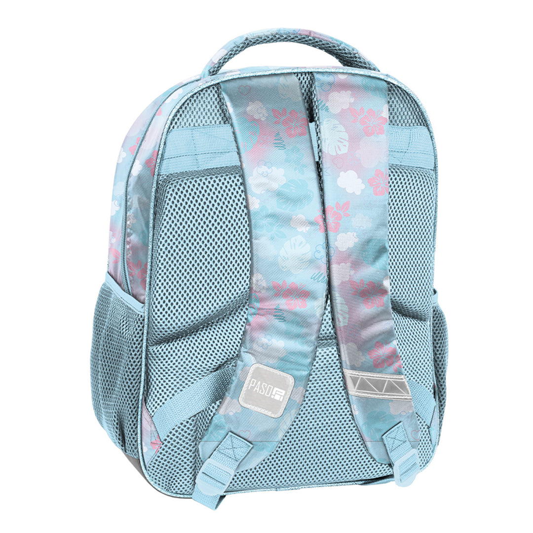Stitch Paso-schoolset, rugzak met twee vakken, reflecterende elementen en verstevigde rug, etui zonder inhoud en met vakjes voor schrijfgerei, schoenenzak die op de rug kan worden gedragen, DS26WW