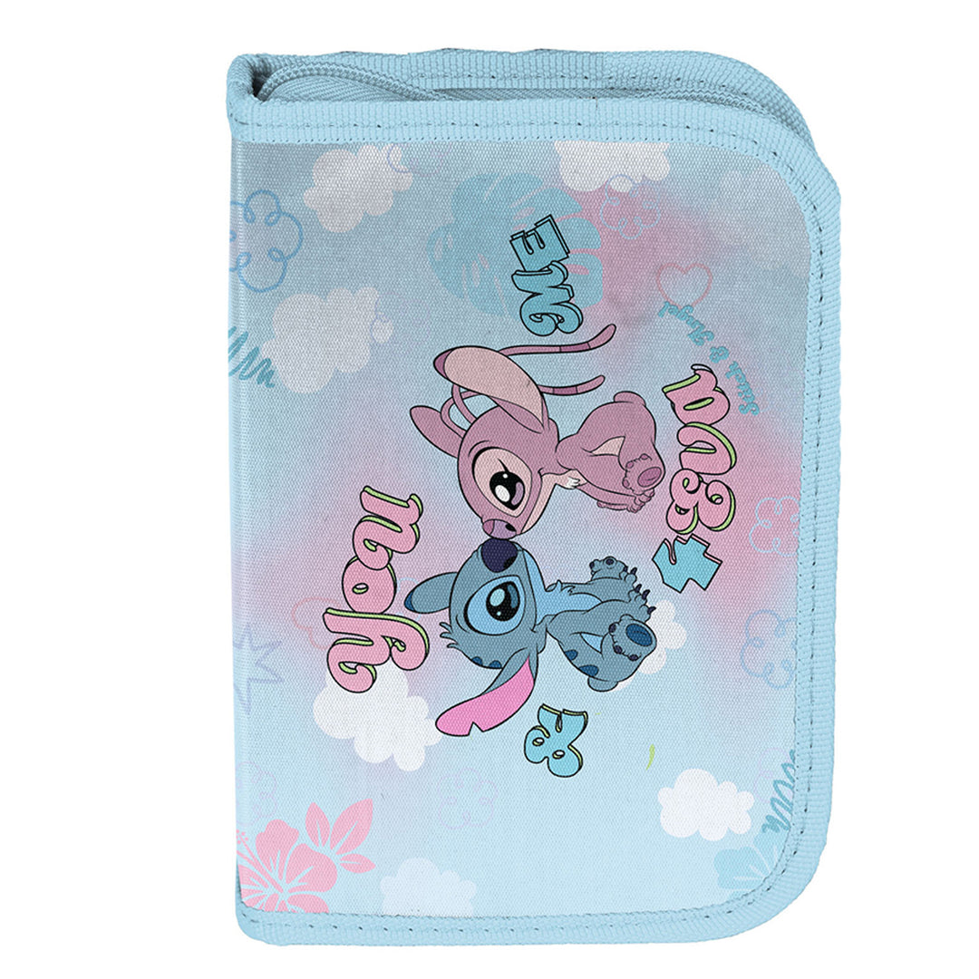 Stitch Paso-schoolset, rugzak met twee vakken, reflecterende elementen en verstevigde rug, etui zonder inhoud en met vakjes voor schrijfgerei, schoenenzak die op de rug kan worden gedragen, DS26WW