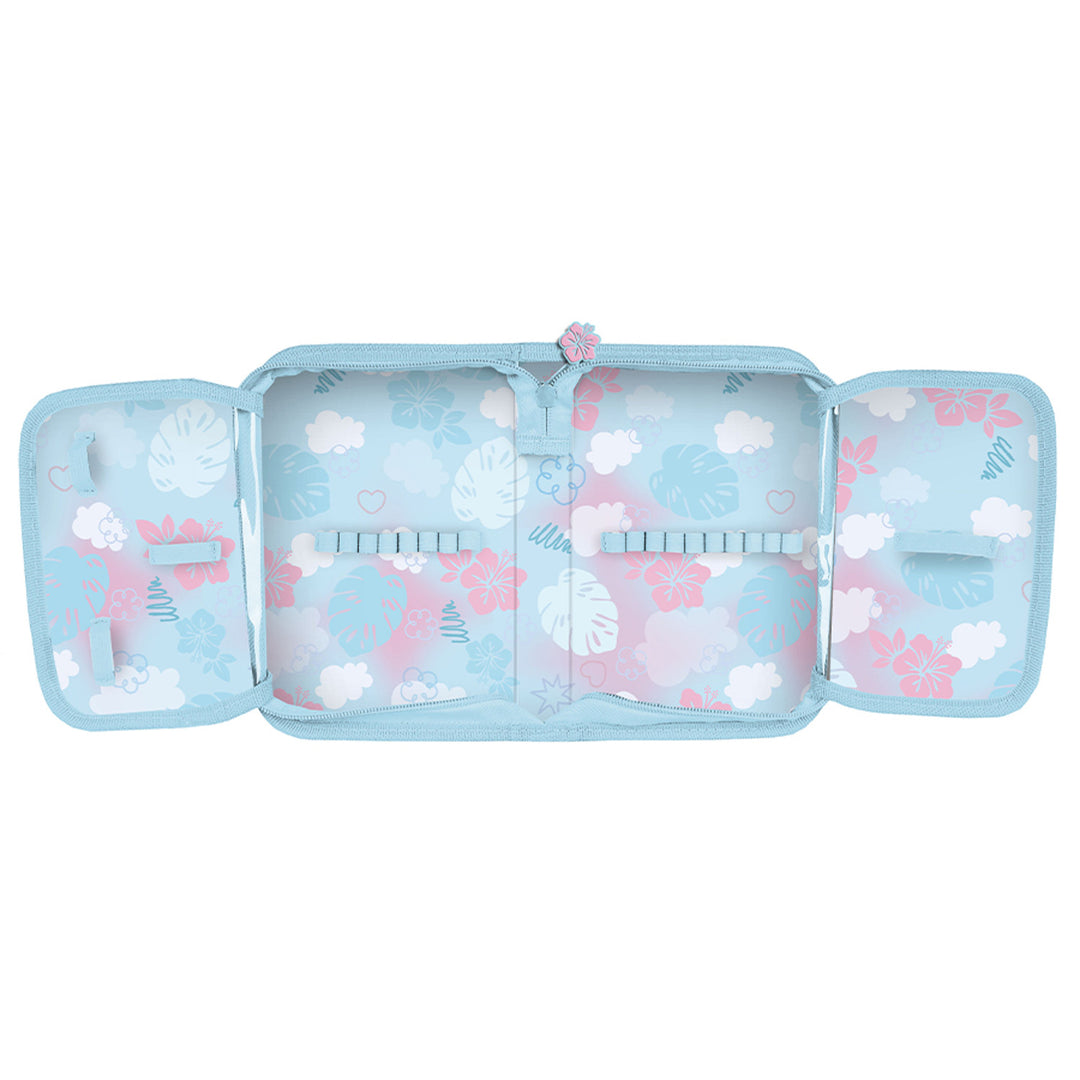 Stitch Paso-schoolset, rugzak met twee vakken, reflecterende elementen en verstevigde rug, etui zonder inhoud en met vakjes voor schrijfgerei, schoenenzak die op de rug kan worden gedragen, DS26WW