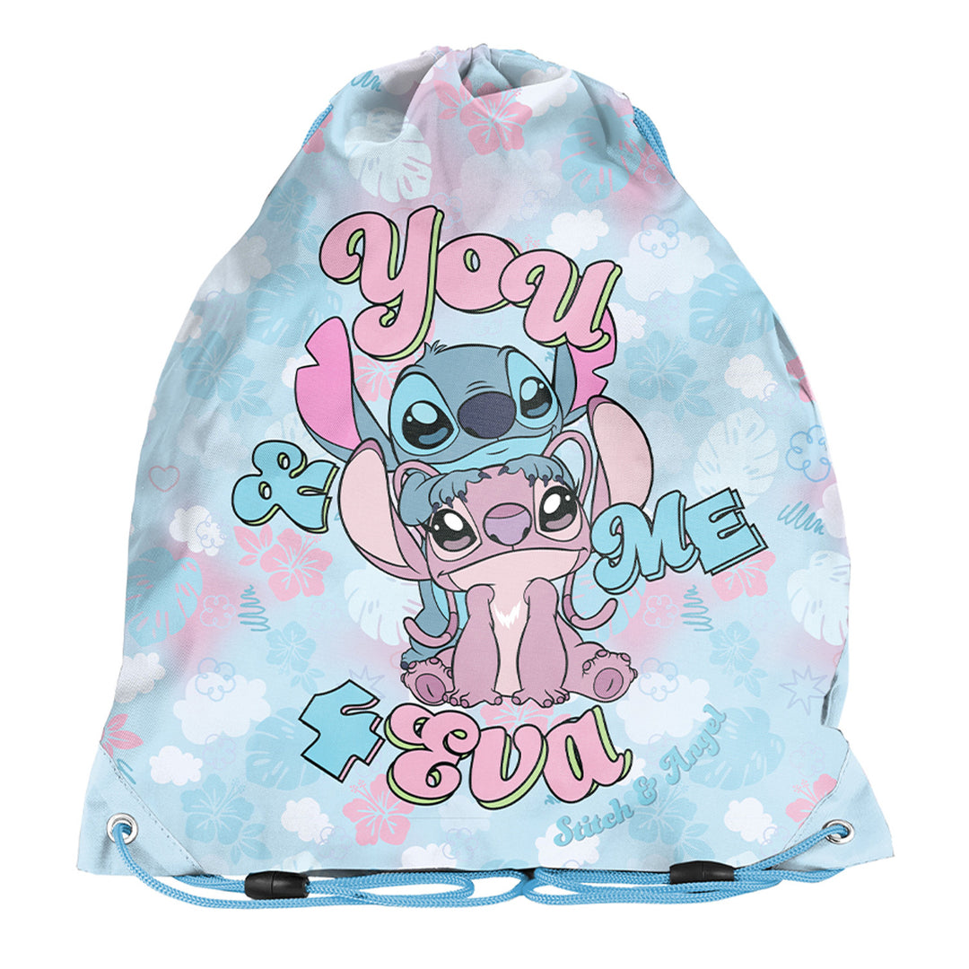 Stitch Paso-schoolset, rugzak met twee vakken, reflecterende elementen en verstevigde rug, etui zonder inhoud en met vakjes voor schrijfgerei, schoenenzak die op de rug kan worden gedragen, DS26WW