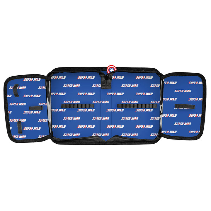 Captain America Paso-schoolset, rugzak met twee vakken, reflecterende elementen en verstevigde rug, etui zonder inhoud en met vakjes voor schrijfgerei, schoenenzak die op de rug kan worden gedragen, AV26KK
