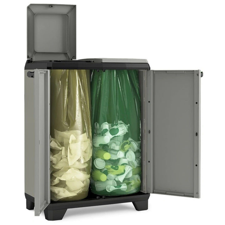 Afvalbak Keter Planet, inhoud 2x110 l, kleur grijs, 68x39x92 cm, 246640