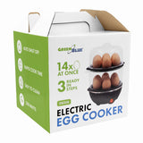 GreenBlue-eierkoker met 2 niveaus voor 14 eieren, vermogen 350 W, geschikt voor maximaal 14 eieren, 220-240 V~, 50/60 Hz, GB358