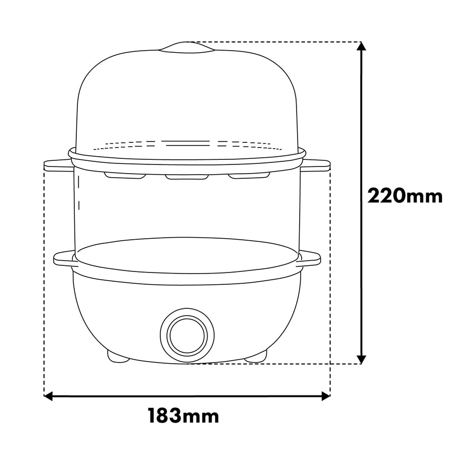 GreenBlue-eierkoker met 2 niveaus voor 14 eieren, vermogen 350 W, geschikt voor maximaal 14 eieren, 220-240 V~, 50/60 Hz, GB358