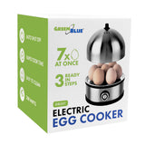 GreenBlue roestvrijstalen eierkoker, vermogen 200 W, voor maximaal 7 eieren, maatbeker, 220-240 V~, 50/60 Hz, GB357