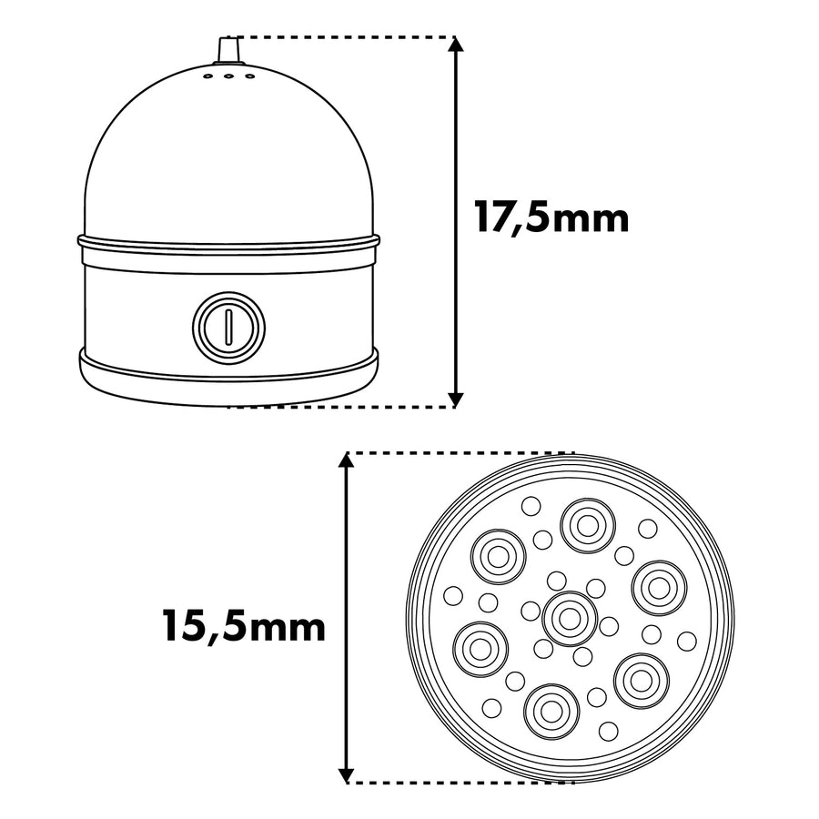 GreenBlue roestvrijstalen eierkoker, vermogen 200 W, voor maximaal 7 eieren, maatbeker, 220-240 V~, 50/60 Hz, GB357