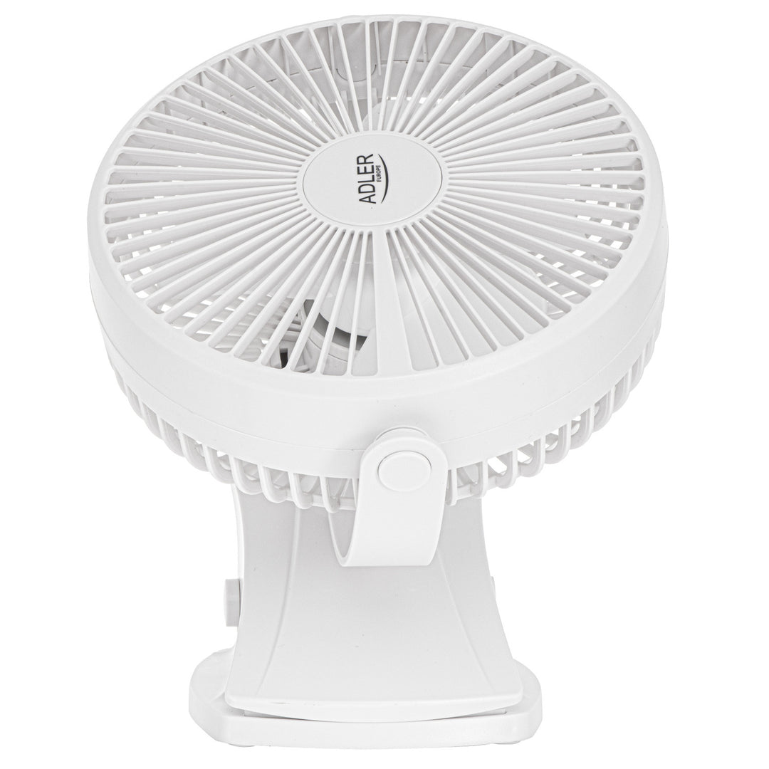 Burea ventilator met klem, oplaadbaar, 15,5 cm, 360° draaibaar, USB-C, Adler