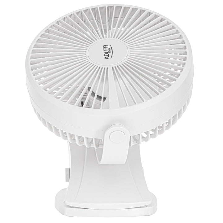 Burea ventilator met klem, oplaadbaar, 15,5 cm, 360° draaibaar, USB-C, Adler