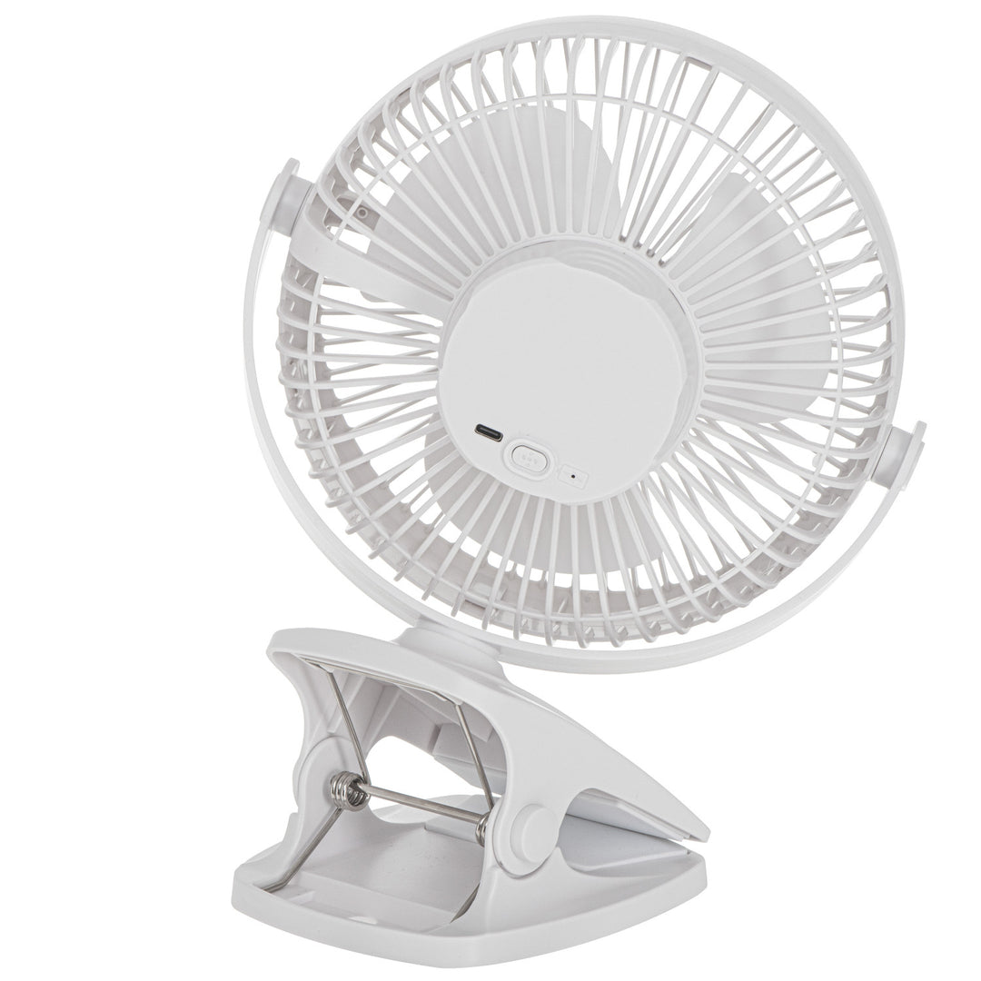 Burea ventilator met klem, oplaadbaar, 15,5 cm, 360° draaibaar, USB-C, Adler