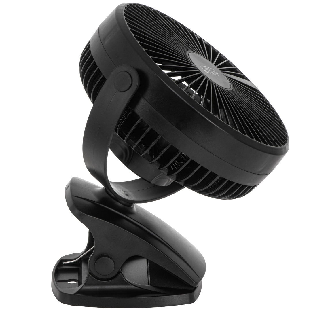 Burea ventilator met klem, oplaadbaar, 15,5 cm, 360° draaibaar, USB-C, Adler