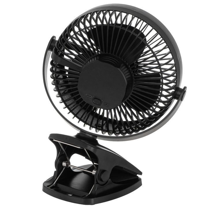 Burea ventilator met klem, oplaadbaar, 15,5 cm, 360° draaibaar, USB-C, Adler