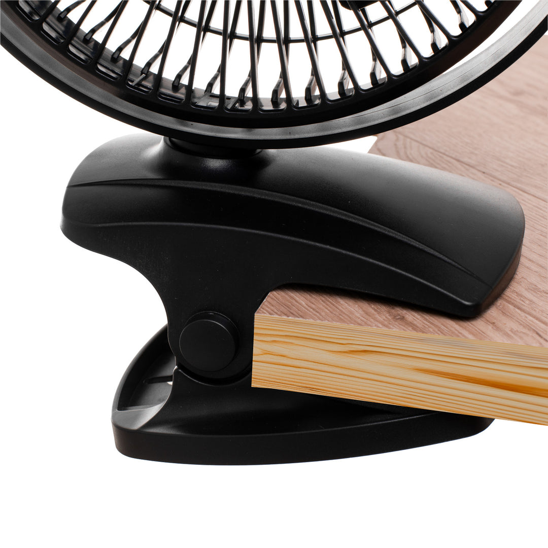 Burea ventilator met klem, oplaadbaar, 15,5 cm, 360° draaibaar, USB-C, Adler